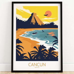 Cancun Poster | Cancun Wall Art | Cancun Poster | Mexico Travel Poster Print | Cancun Gift | Yucatán Peninsula Print