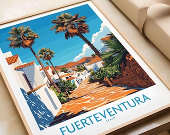 Fuerteventura Poster Canary Islands Spain Fuerteventura Travel Print Fuerteventura Artwork Wall Hanging Home Decoration