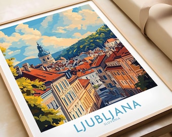 Poster di viaggio di Lubiana Stampa artistica da parete di Lubiana Poster di Lubiana Decorazione da parete Illustrazione Regalo d'arte di Lubiana