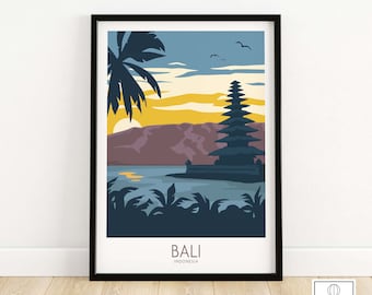Bali Travel Poster | Bali Print | Bali Wall Art | Indonesia Poster Print | Bali Travel Gift | Bali Retro Poser
