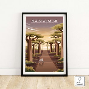 Madagaskar Poster | Poster | Wandkunst | Reise Poster | Kinderzimmer Wohnkultur für Spielzimmer | Gerahmte & Ungerahmt Geschenkidee