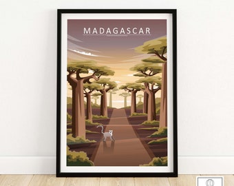 Madagascar Print | Poster | Wall Art | Travel Poster | Kids room home Decor for games room | Framed & Unframed Gift Idea