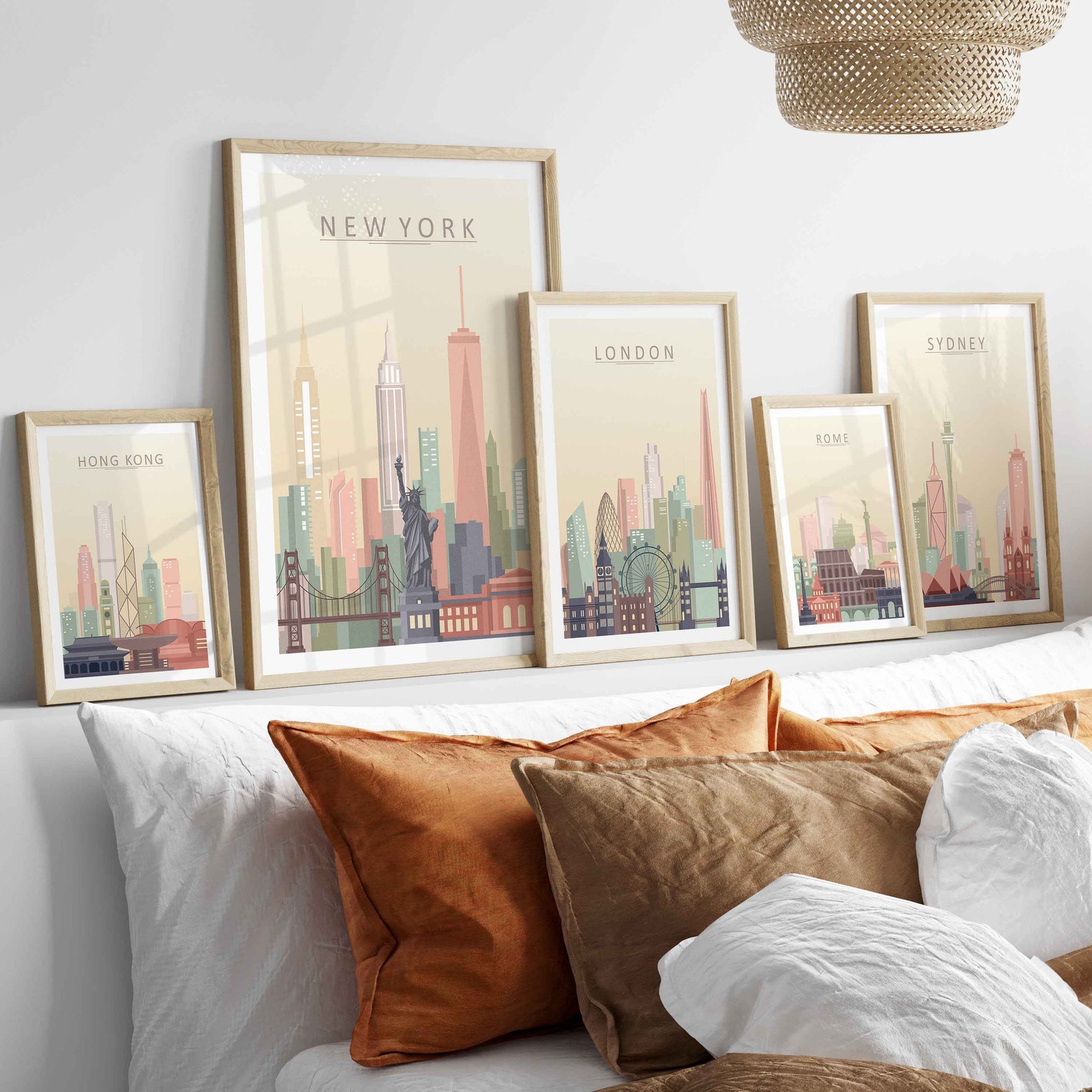 New York Skyline Print Wall Art Poster New York City Wall Etsy