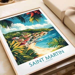 Saint Martin Travel Poster Saint Martin Wall Art Print Travel Poster Saint Martin Wall Decor Saint Martin Art Lovers Gift Illustration Gift