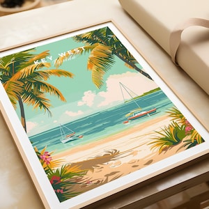 Key West Travel Poster Print Florida Wall Art Gift Key West Illustration Beach