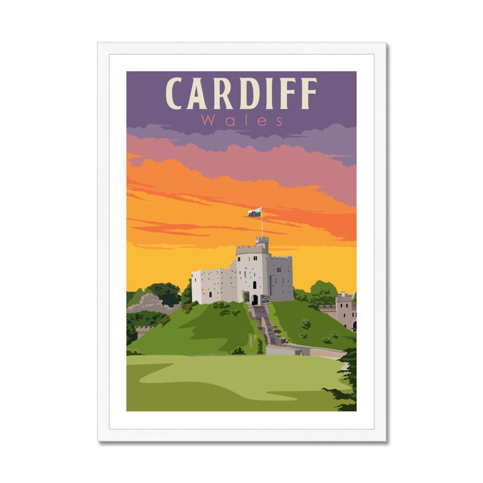 Cardiff Poster Print Wales Welsh Travel Poster Cardiff | Etsy