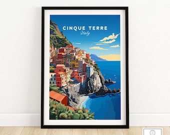Cinque Terre Travel Poster Art Print Travel Print | Home Décor Poster Gift | Digital Illustration Artwork | Birthday Present
