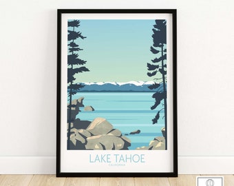 Lake Tahoe Print | Lake Tahoe Poster | Tahoe Wall Art | California Travel Poster Print | Lake Tahoe Framed Unframed Print | Lake Tahoe Gift