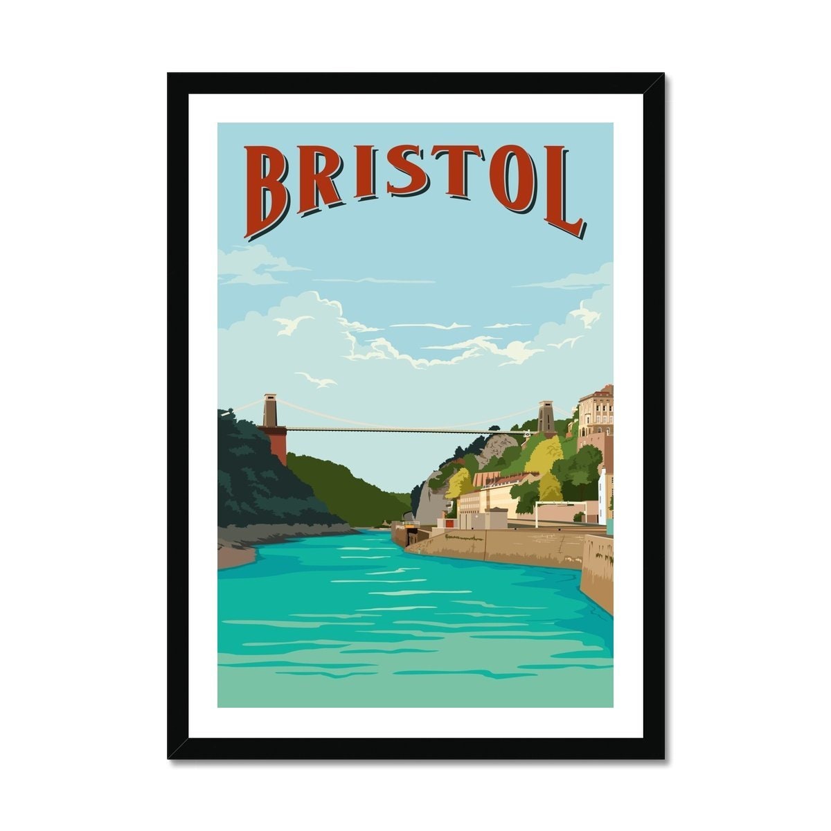 Bristol Poster / Vintage Travel Print / City Skyline Art / Etsy