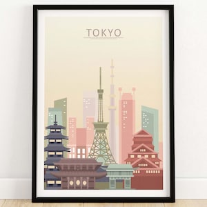 Tokyo Skyline Poster | Japan Wall Art Print | Cityscape Home Decor | Japanese Framed & Unframed Gift Idea