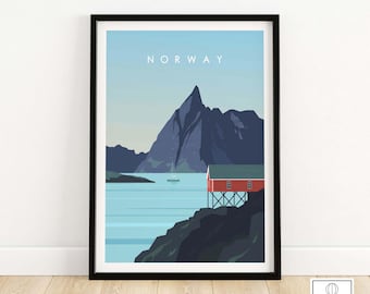 Norway Print Poster | Norway Wall Art | Norwegian Travel Poster | Scandinavian Print | Norway Gift | Framed & Unframed Artwork