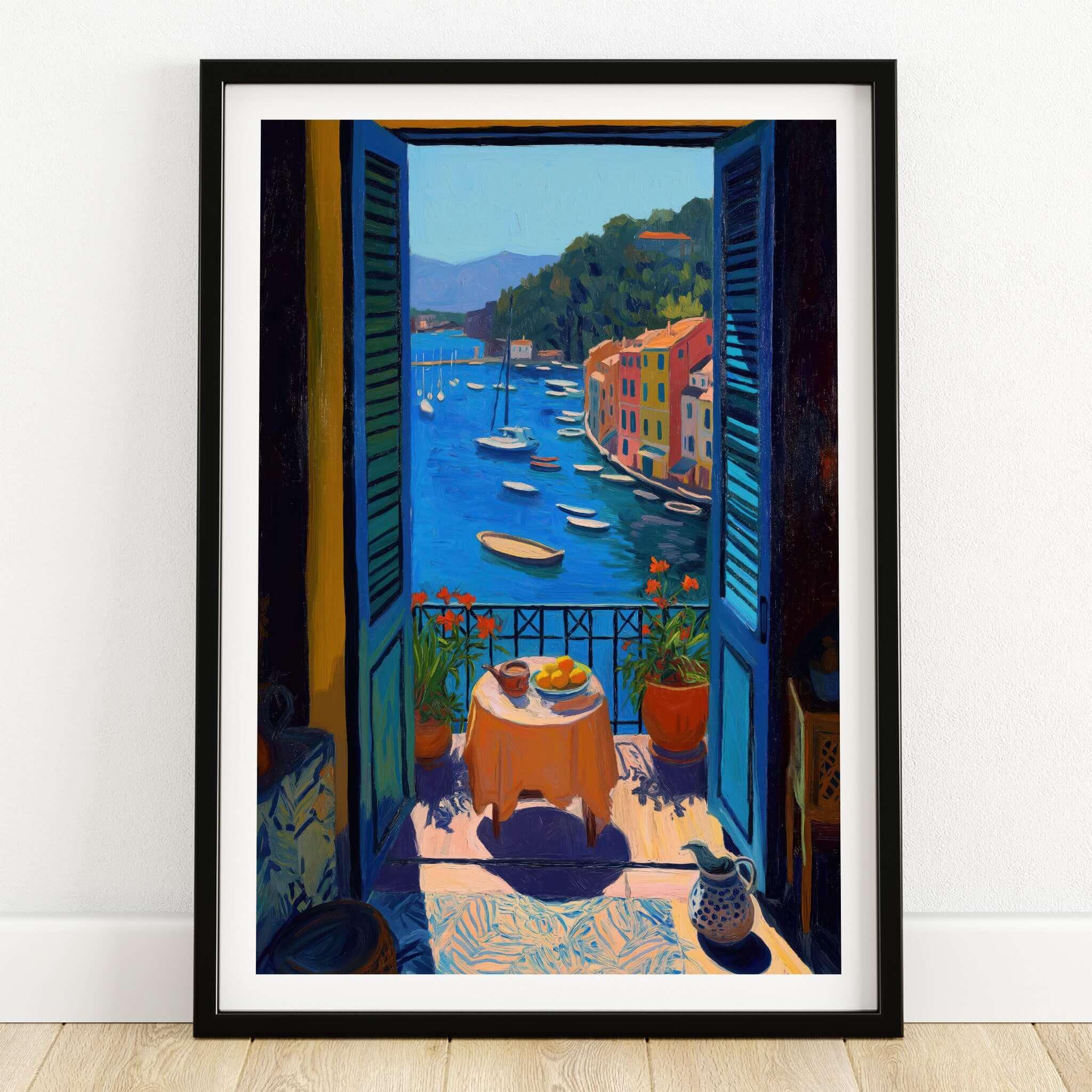 Matisse Portofino Balcony Art Print | Italian Harbour Village