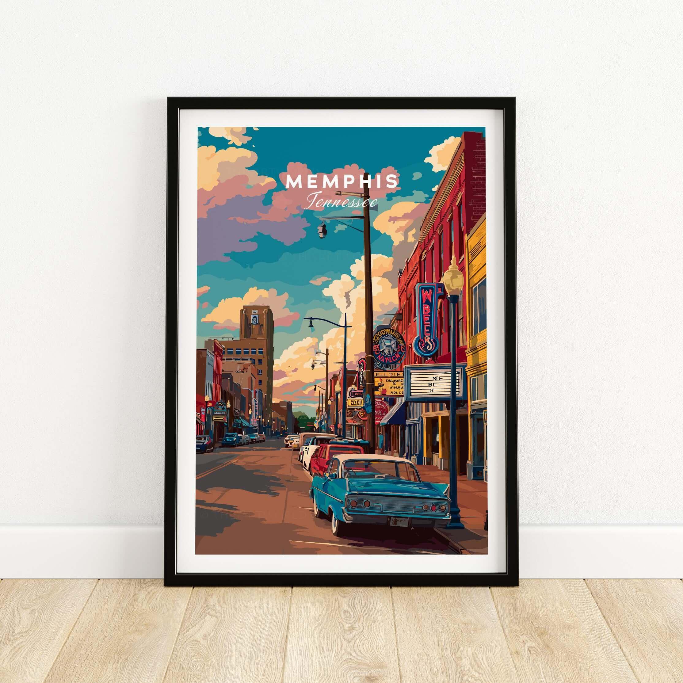 Memphis Tennessee Vintage Poster - Retro Downtown Wall Art