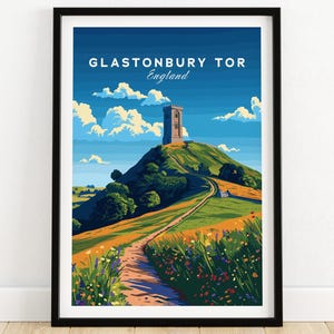 Glastonbury Tor Poster Glastonbury Tor Travel Print Wall Art England Wall Hanging Home Decor Art Lover Gift Glastonbury Tor Birthday Present
