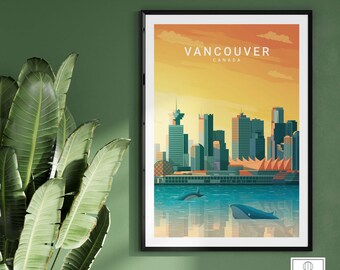 Vancouver Canada Travel Poster Print | Vancouver Gift | Wall Art Print Framed