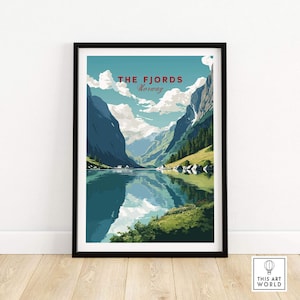 Norway Fjords Travel Poster | Birthday present | Wedding anniversary gift
