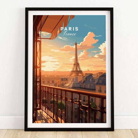 Paris Eiffel Tower Poster Paris Travel Print Paris Birthday present Paris Wedding anniversary gift Paris Art Lovers Gift