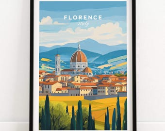 Florenz Reisebild Kunstdruck Florenz Poster Kunstwerk Reise Wohnaccessoires Geschenk für Kunstliebhaber Illustration Poster Florenz Home Office Dekoration Kunst