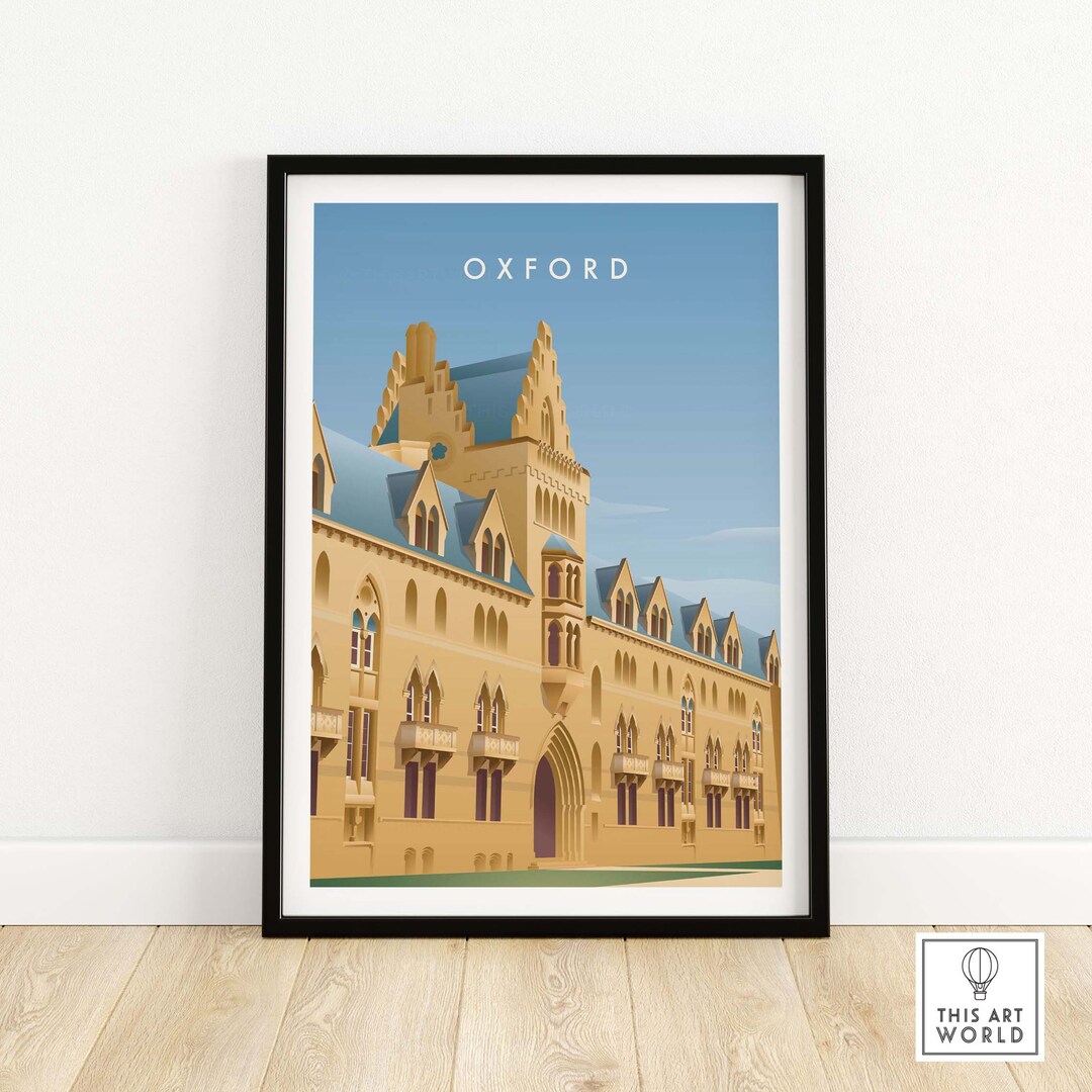 Oxford Print Oxford Travel Poster Wall Art Oxford England Framed