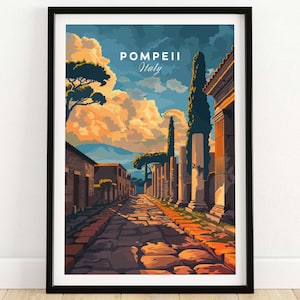 Pompeii Travel Print Wall Art Print Italy Travel Poster Naples Pompeii Artwork Poster Gift Pompeii Illustration Art Lover Italy Print