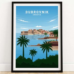 Dubrovnik Art Print | Croatia Travel Poster | Dubrovnik Wall Art Gift