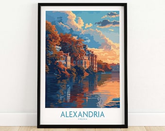 Alexandria Virginia Travel Print, Wall Art Decor, Cityscape Poster, Modern Home Decor Gift