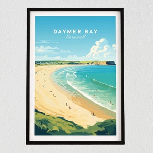 Daymer Bay Cornwall Print | Wall Art Poster Daymer Bay Birthday present | Wedding anniversary gift