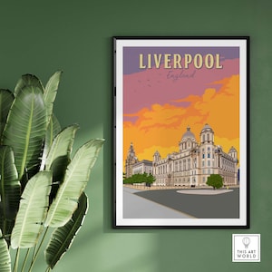 Liverpool Travel Poster Wall Art Lover Liverpool Print Gift Liverpool Illustration Artwork Liverpool Home Decor Liverpool England
