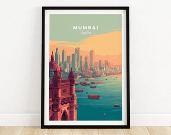 Mumbai India Skyline & Gateway Poster | Modern Cityscape Wall Art | Urban Decor, Travel Gift, Vibrant City Print