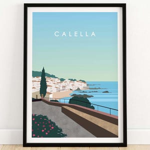 Calella Spain Print | Costa Brava Poster | Spanish Wall Art | Spain Minimal Travel Poster | Calella Gift Idea | Framed & Unframed Artwork
