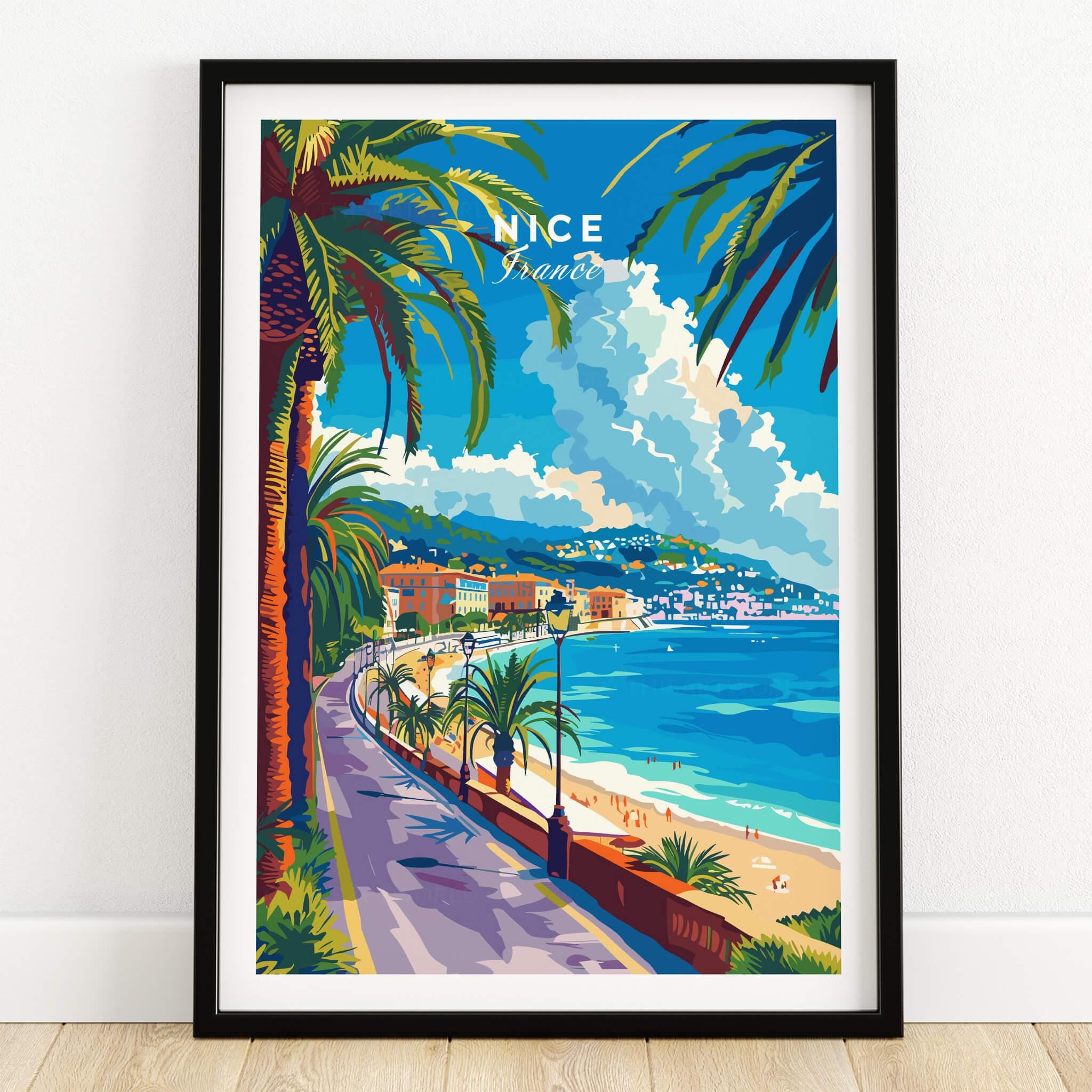 額装品/Plan de la Ville/ニコラスデファー/アートポスター Nice Print - France Nice Wall Art Print France Travel Poster