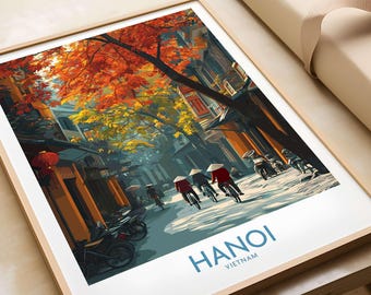 Hanoi Wall Art Vietnam Old Quarter, Vintage Hanoi Poster, Travel Decor, Asian Cultural Print, Historic Street Scene, Office Display