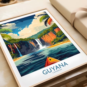 Guyana Print Guyana Wall Art Print Caribbean Travel Poster Caribbean Guyana Artwork Poster Gift Guyana Illustration Art Lover Print