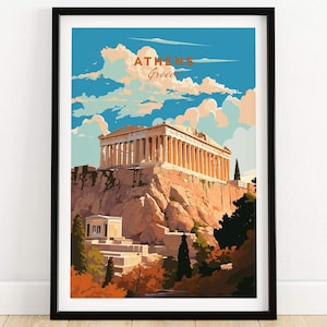 Athens Greece Travel Poster Print | Birthday present | Wedding anniversary gift