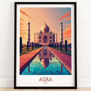 Taj Mahal Agra Wall Art Travel Print | Home Décor Poster Gift | Digital Illustration Artwork