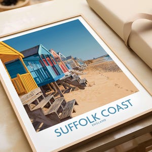 Suffolk Coast Poster Wall Art Print, Coastal Home Decor, Beach Landscape Illustration, Suffolk Gift for Art Lovers, UK Seaside Travel Gift