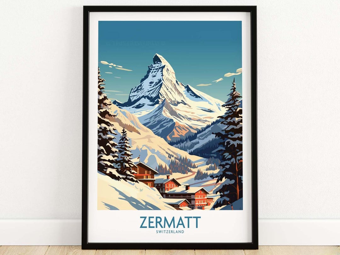 Zermatt Ski Poster Art Print Travel Print | Home Décor Poster Gift ...