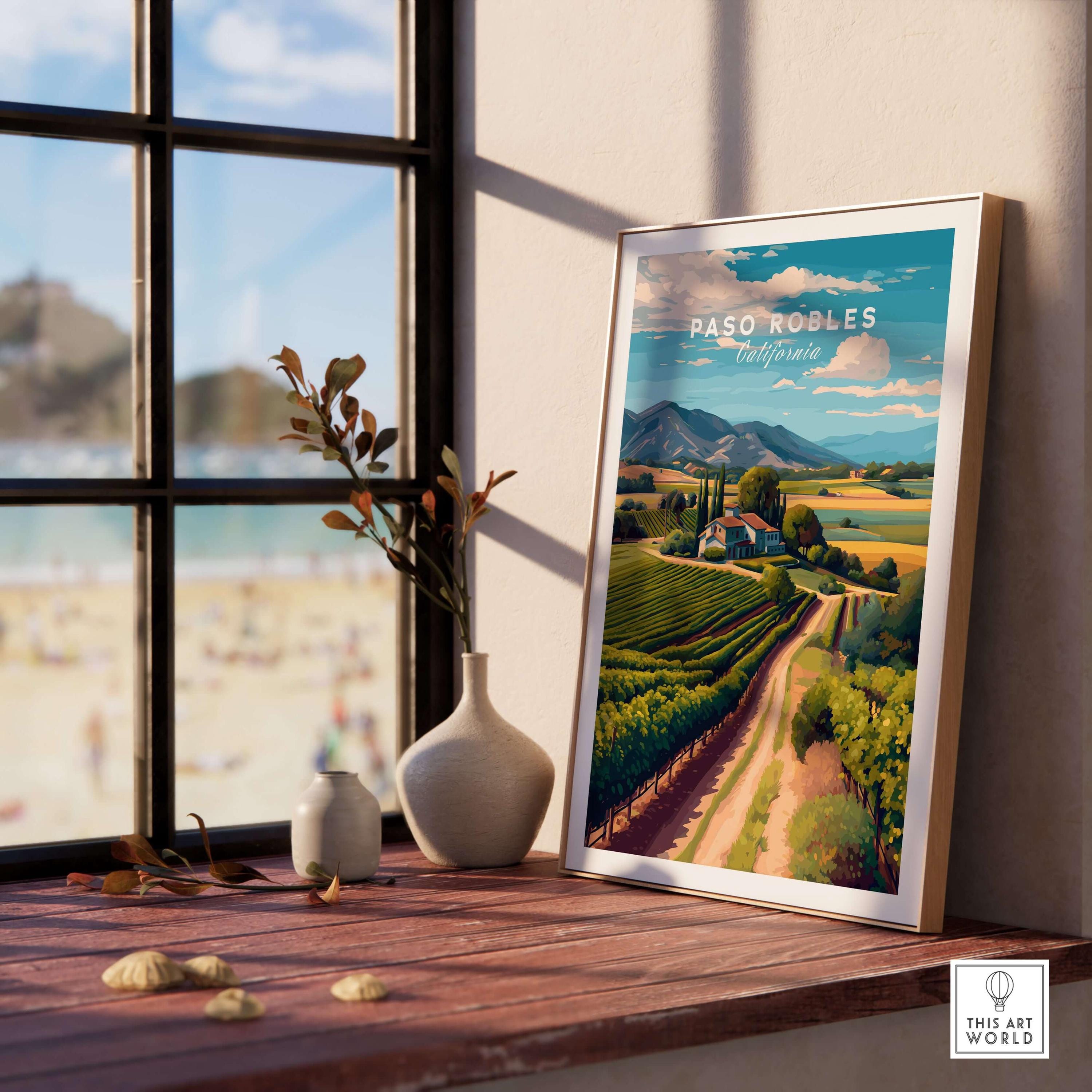 Paso Robles Farmhouse and Vines Print | California Wine Lover Wall