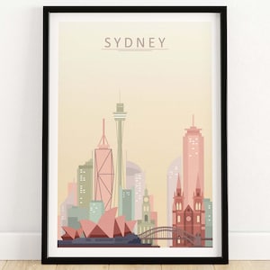 Sydney Skyline Print | Sydney Poster | Sydney Wall Art | Australia City Art | Sydney City Skyline Art | Travel Art Gift Idea