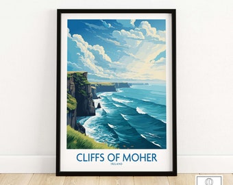 Cliffs of Moher Art Gift | Ireland Travel Poster | Birthday present | Wedding anniversary gift | Art Print