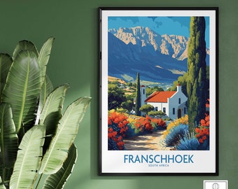 Franschhoek Wall Art Print Travel Poster Home Decor Gift Wall Art Print Birthday Present Wall Art Print