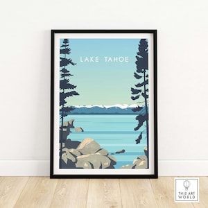 Lake Tahoe Print Poster | Tahoe Wall Art | Home Decor | Minimalist Travel Poster | Lake House Decor | Wall Decor Gift Idea