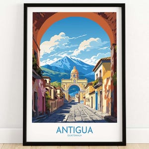 Antigua Guatemala Wall Art Print Travel Print | Home Décor Poster Gift | Digital Illustration Artwork