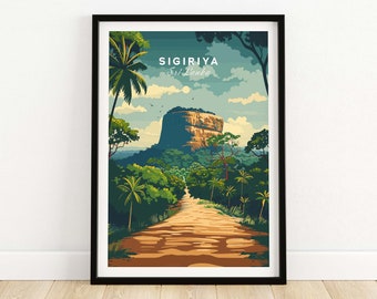 Affiche de Sigiriya, impression de voyage au Sri Lanka, cadeau d'art mural Sigiriya, cadeau décoration d'intérieur, tenture murale, cadeau d'anniversaire de Sigiriya