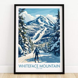Witte New York-print | Muurkunst skiscène, ingelijst of niet-ingelijst