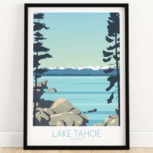 Lake Tahoe Print | Lake Tahoe Poster | Tahoe Wall Art | California Travel Poster Print | Lake Tahoe Framed Unframed Print | Lake Tahoe Gift