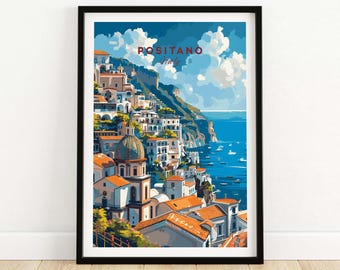 Positano Travel Print Amalfi Coast Positano Wall Art Italy Travel Poster Home Decor Artwork Poster Gift Positano Art Lover Italy Print