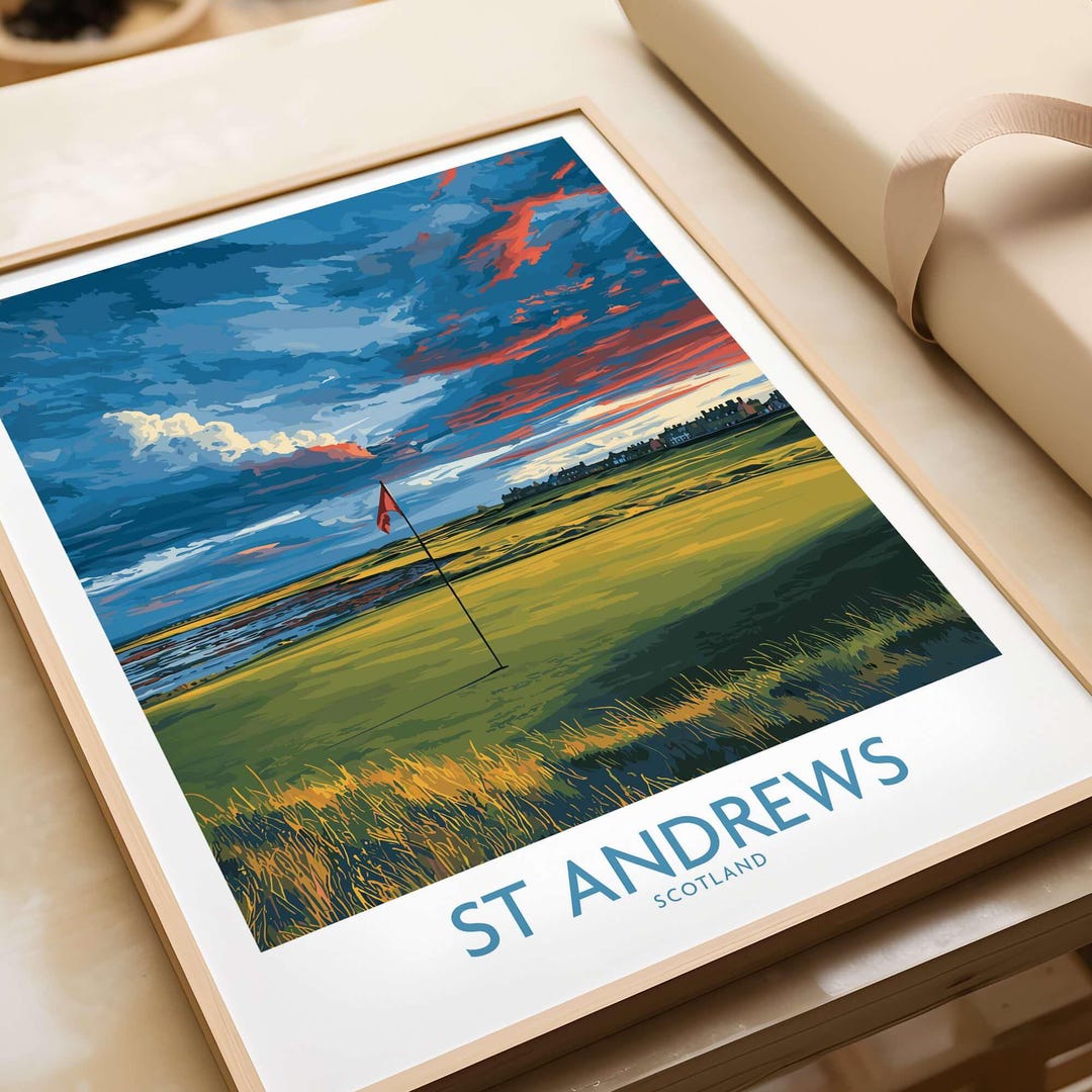 St Andrews Golf Poster Scotland Wall Art Fairway Print Vintage Style ...