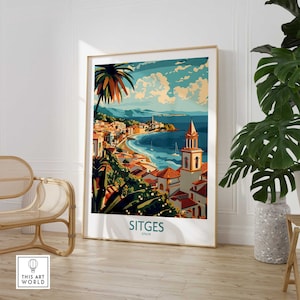 Sitges Travel Poster Wall Art Print Travel Poster Home Decor Artwork Poster Gift Digital Illustration Artwork Home Art Lover Print