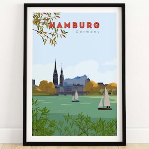 Hamburg Poster - Vintage Print Germany | Hamburg Wall Art Decor | Birthday Gift Idea